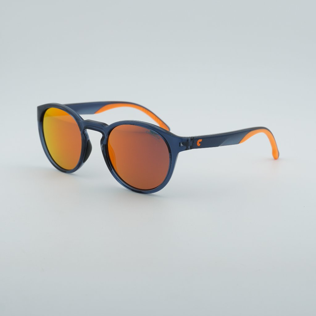 Carrera 8056/S 0pjp Uz Sunglasses Blue Round Frame, Orange Mirror Lenses